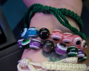 custom evil eye protection bracelet with crystal bead
