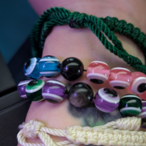 custom evil eye protection bracelet with crystal bead